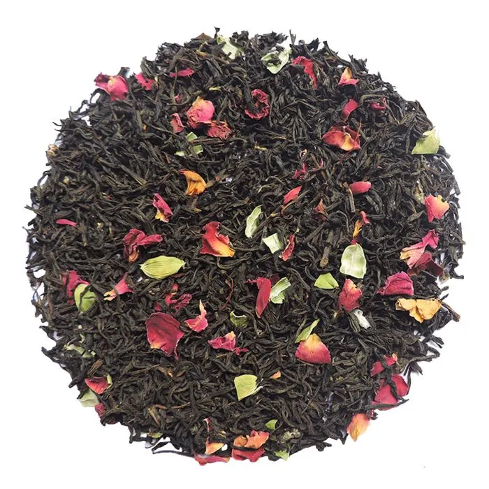 Whole Leaf Rose Saffron Chai, dry leaves